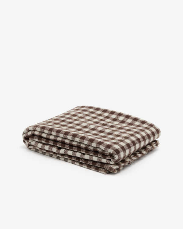 Daniela Gregis - Women's Cashmere Check Shawl - (Brown/White)