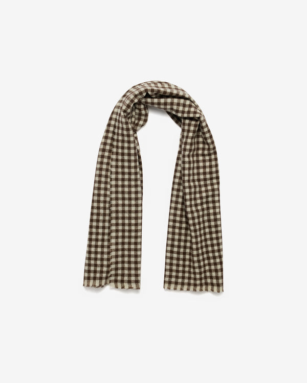Daniela Gregis - Women's Cashmere Check Shawl - (Brown/White)