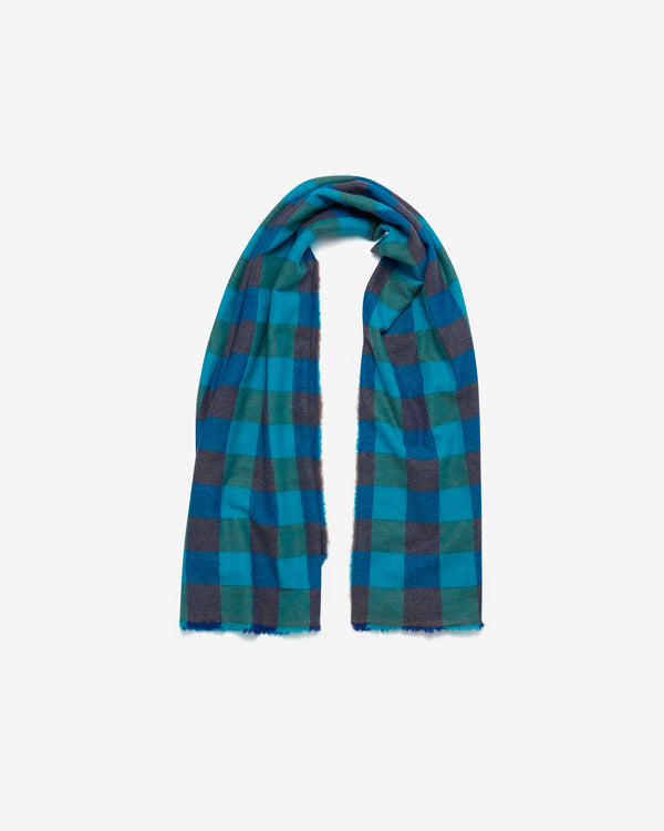 Daniela Gregis - Women's Cashmere Check Shawl - (Blue/Turquoise)