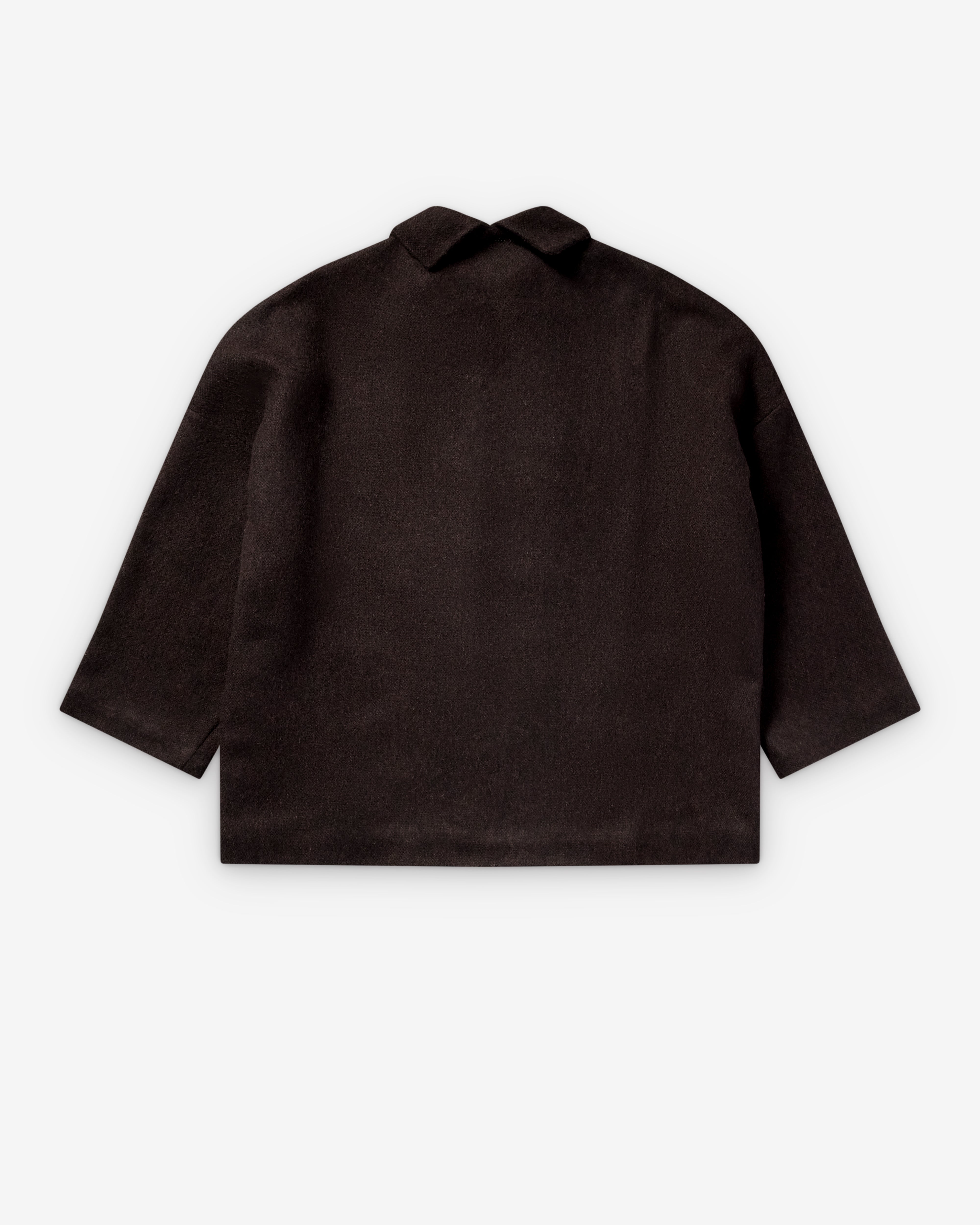 DANIELA GREGIS ウール 羽織り ジャケット Daniela Gregis: Women's Open Collar Jacket (Dark Brown) | Dover