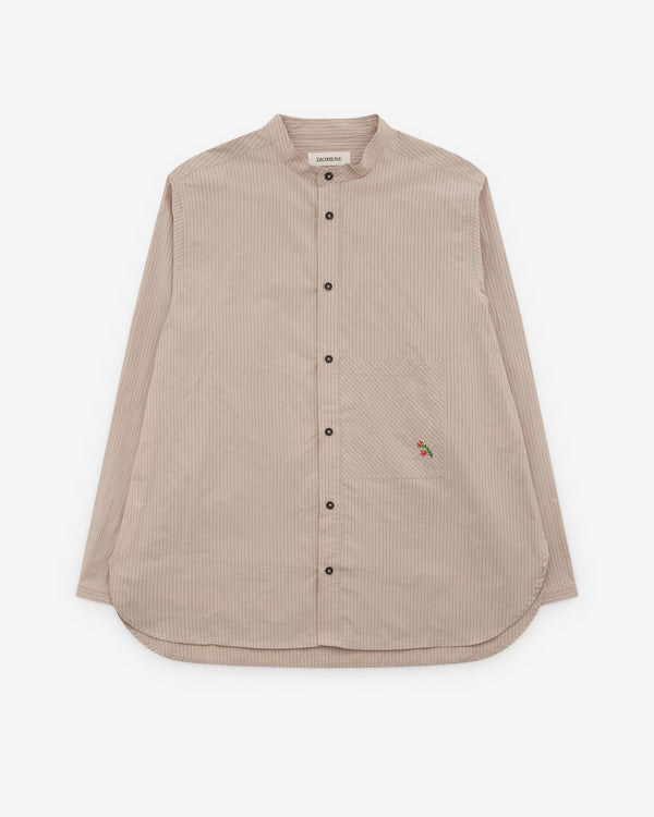 Diomene - Men’s Stand Collar Shirt - (Brown)