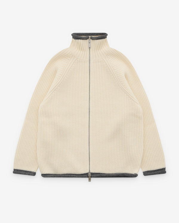 Diomene - Men’s Rolling Hems Zip Up Cardigan - (Cream)