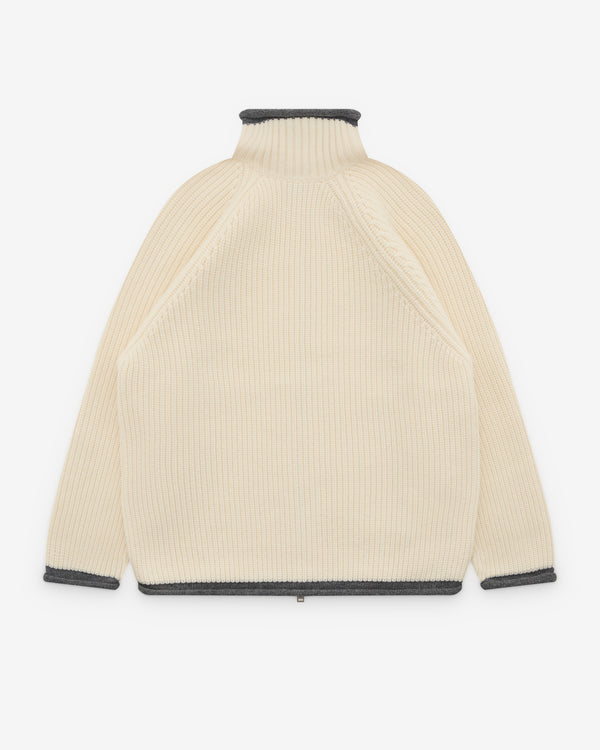 Diomene - Men’s Rolling Hems Zip Up Cardigan - (Cream)