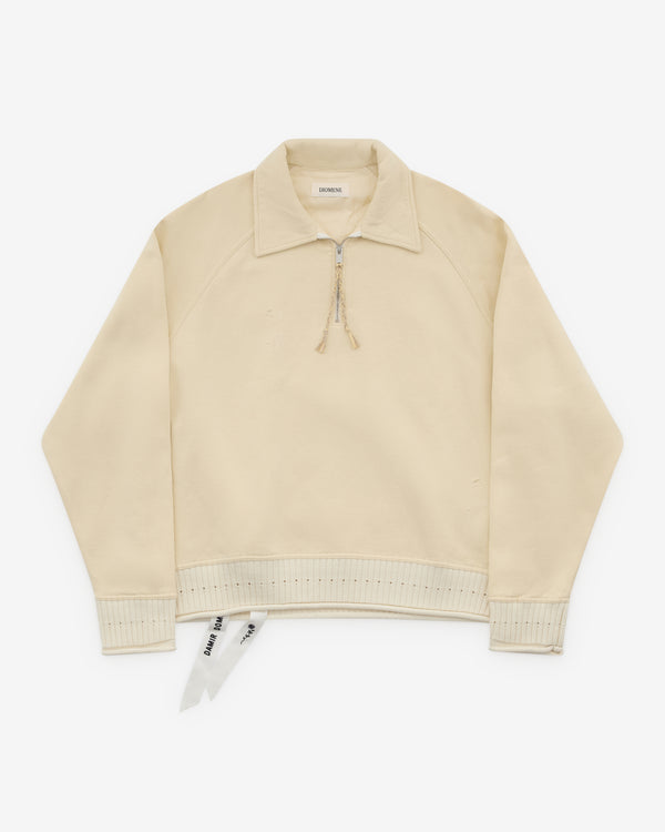 Diomene - Men’s Distressed Half-Zip Polo - (Cream)