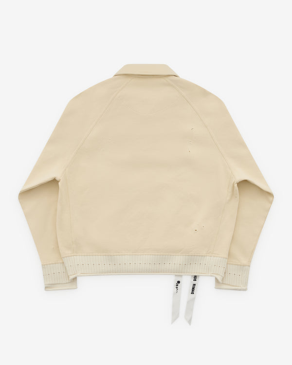 Diomene - Men’s Distressed Half-Zip Polo - (Cream)