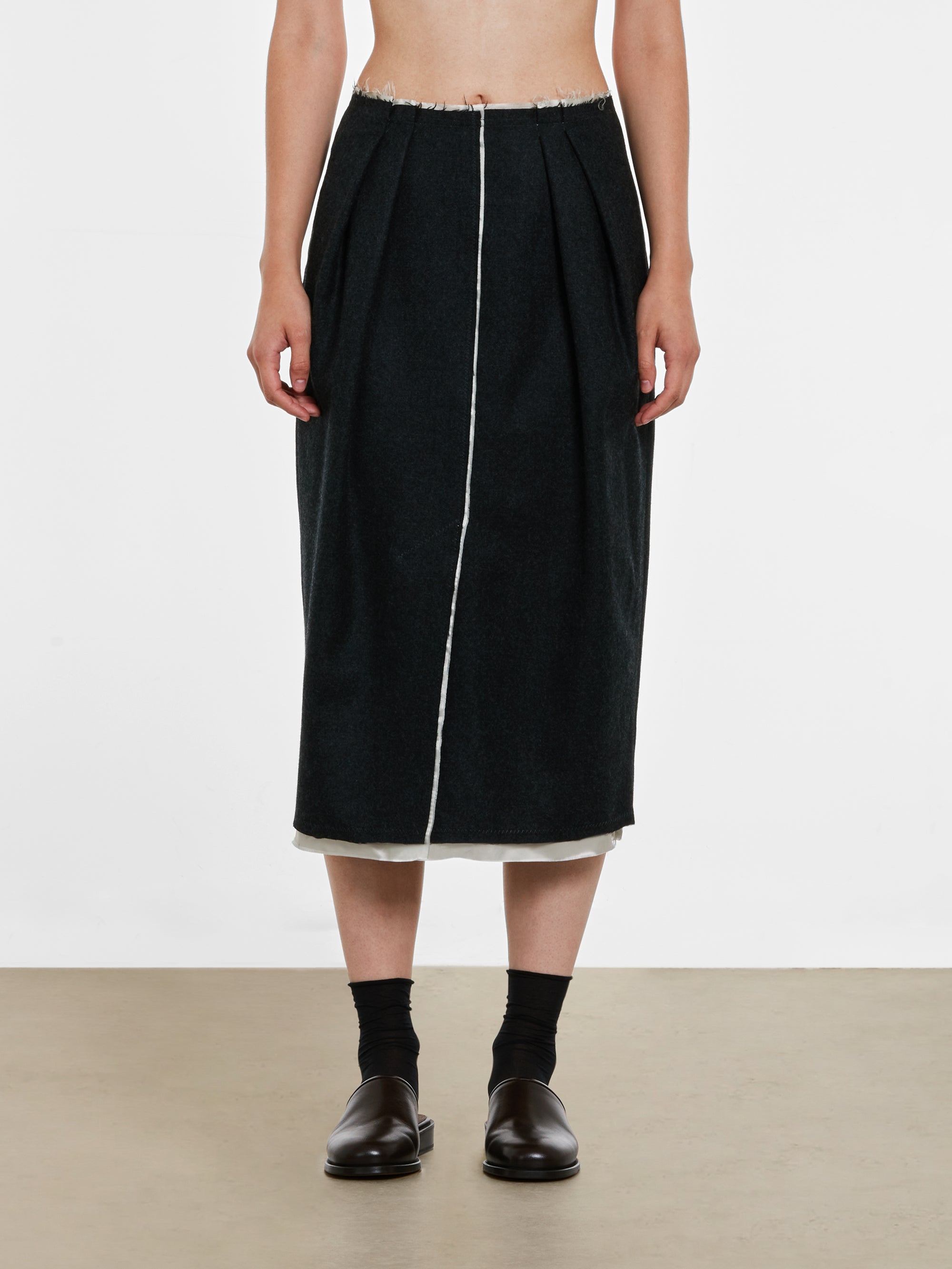 Dries Van Noten - Women’s Front Slit Skirt - (Anthracite) view 2