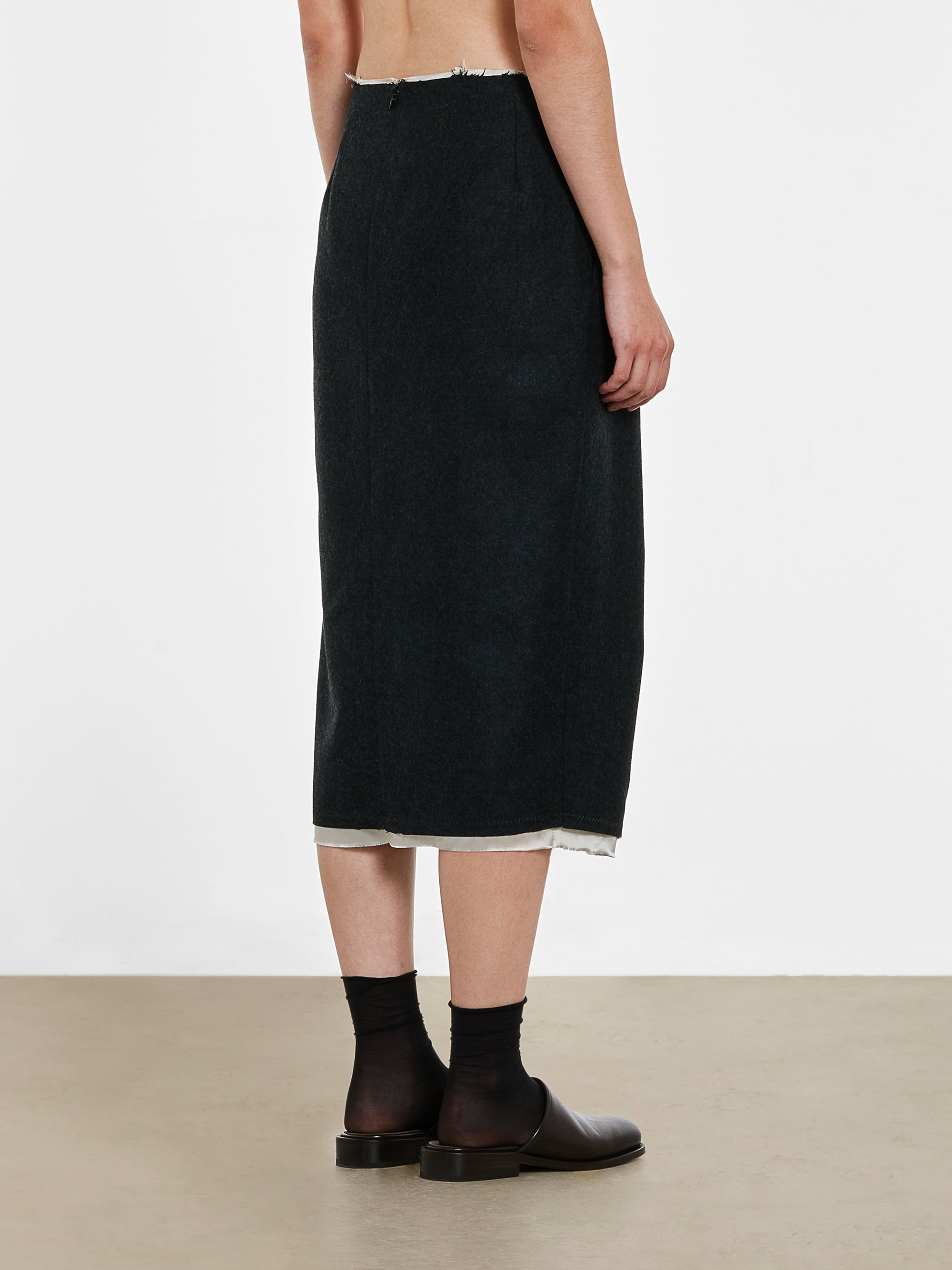 Dries Van Noten - Women’s Front Slit Skirt - (Anthracite) view 4