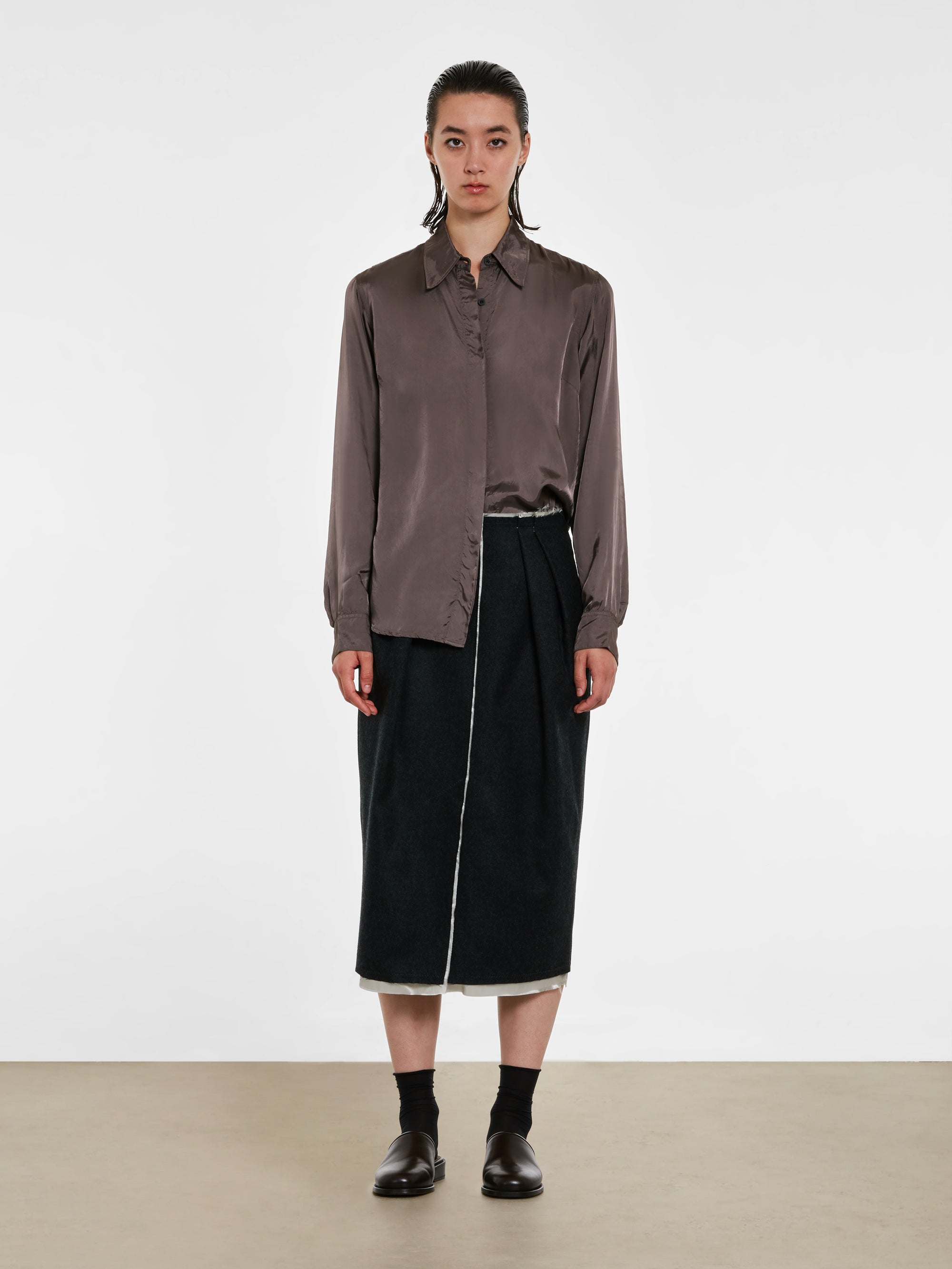 Dries Van Noten - Women’s Front Slit Skirt - (Anthracite) view 5