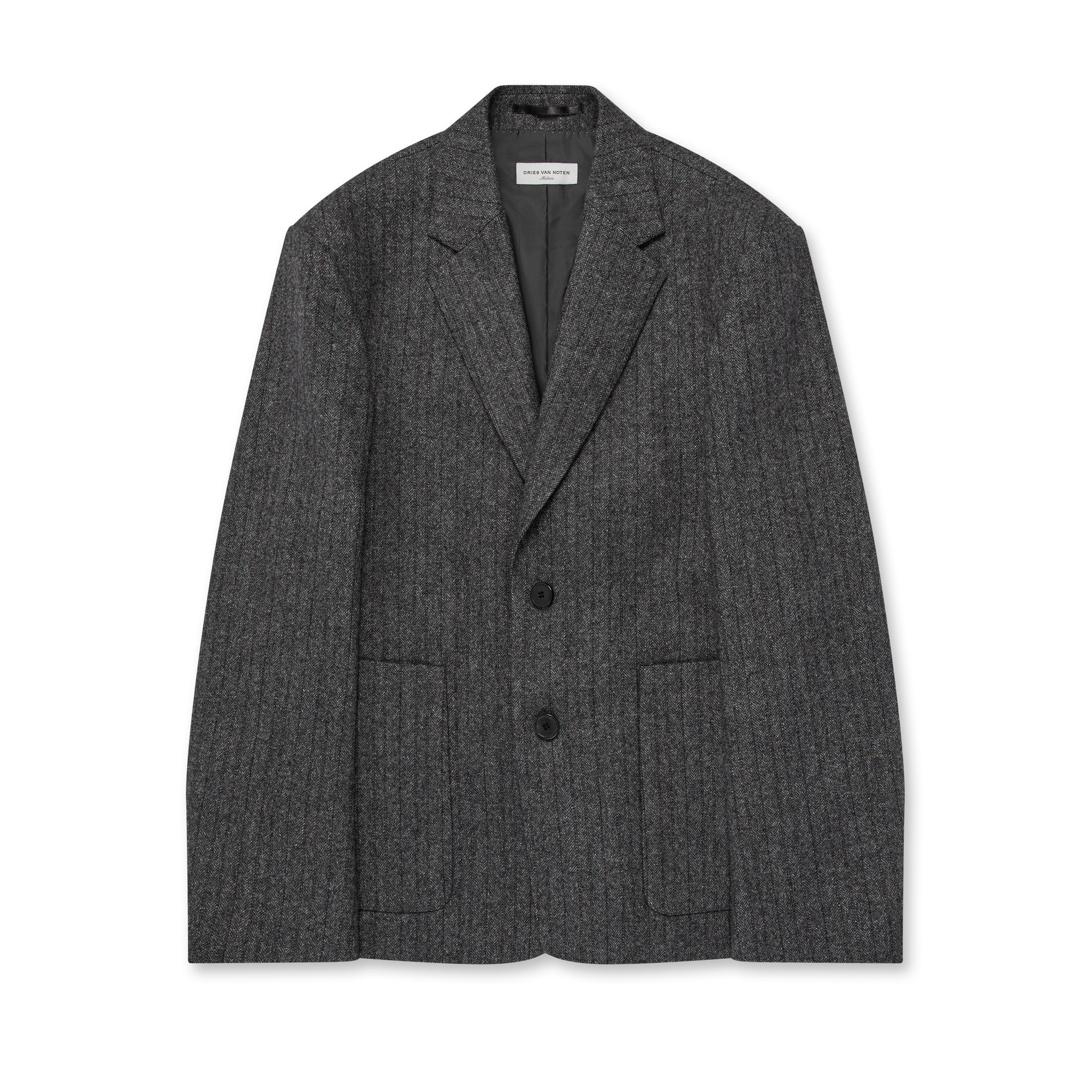 Dries Van Noten - Men’s Boxy Single Breasted Blazer With Patch Pockets - (Grey) view 5