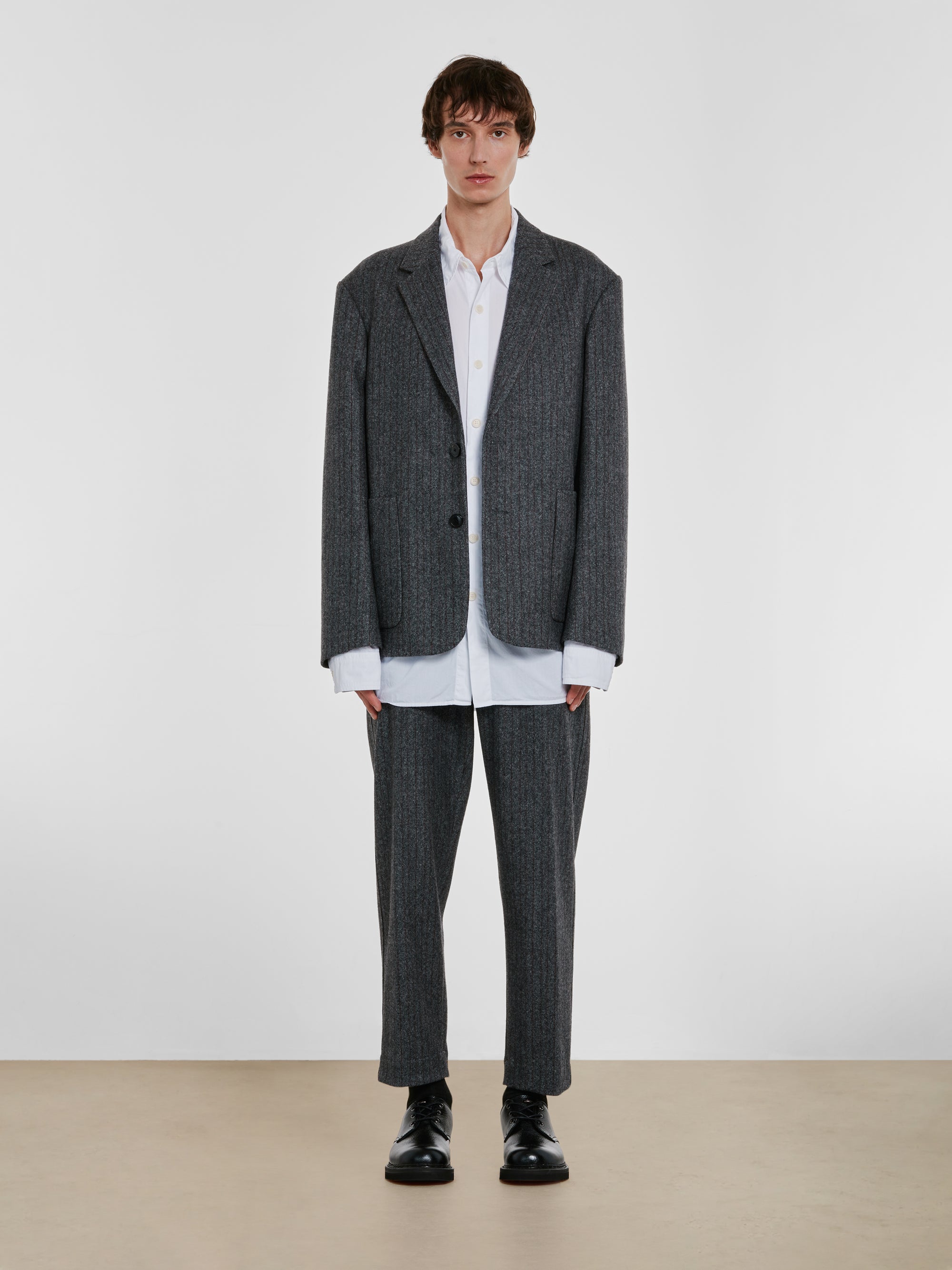 Dries Van Noten - Men’s Boxy Single Breasted Blazer With Patch Pockets - (Grey) view 4