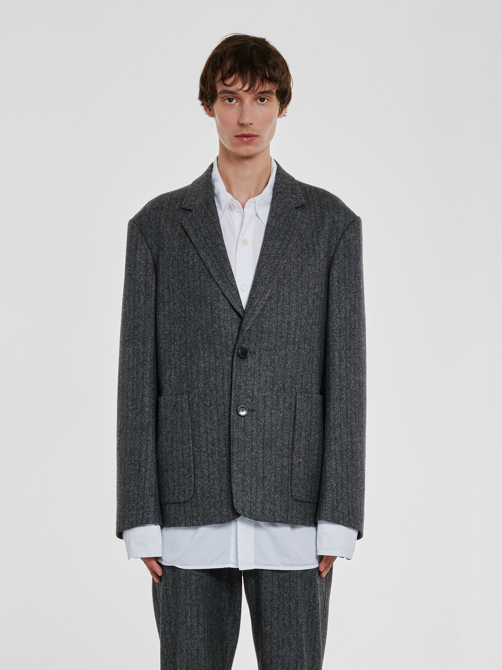Dries Van Noten - Men’s Boxy Single Breasted Blazer With Patch Pockets - (Grey) view 1