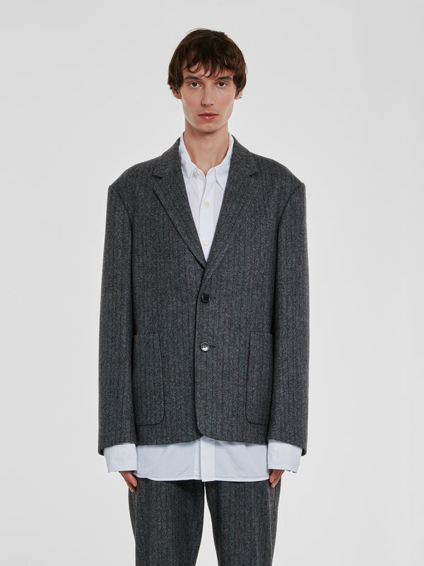 Dries Van Noten - Men’s Boxy Single Breasted Blazer With Patch Pockets - (Grey)