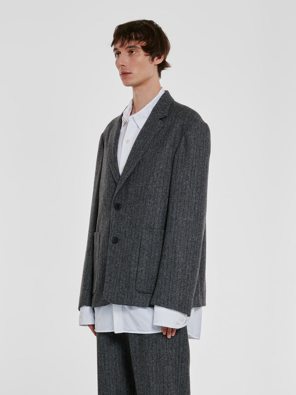 Dries Van Noten - Men’s Boxy Single Breasted Blazer With Patch Pockets - (Grey)