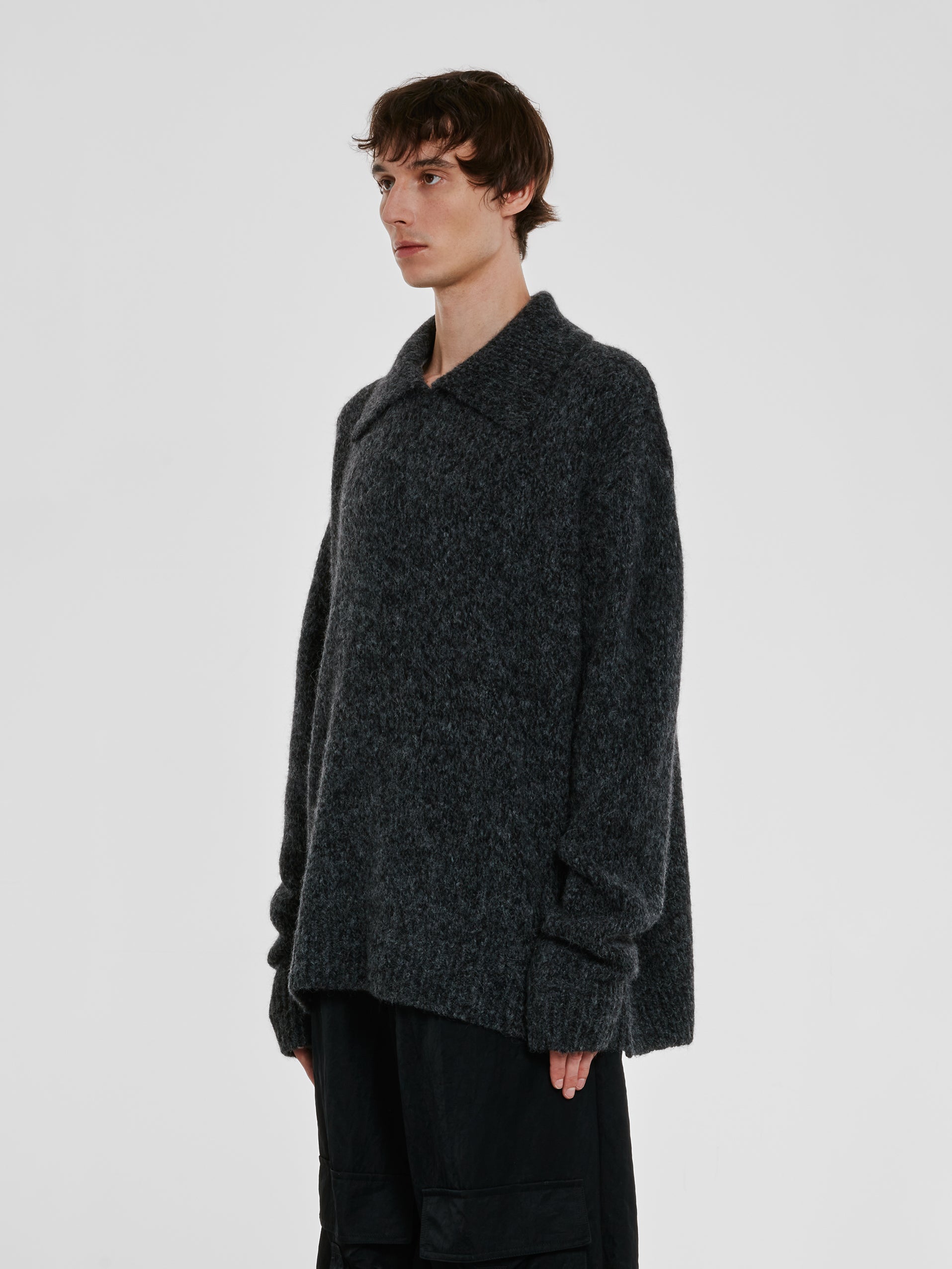 Dries Van Noten - Men’s Collared Sweater - (Grey) view 2