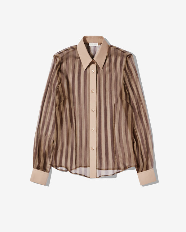 Dries Van Noten - Women's Silk Stripe Shirt - (Brown)