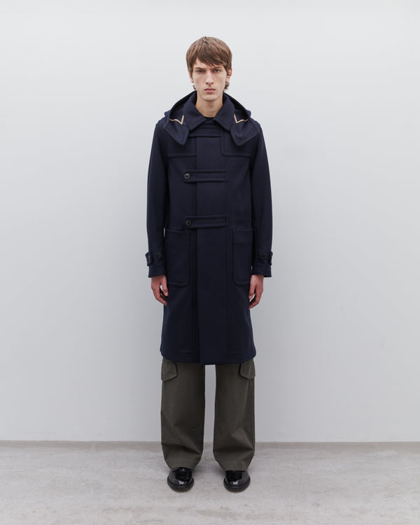 Dries Van Noten - Men’s Hooded Wool Coat - (Navy)