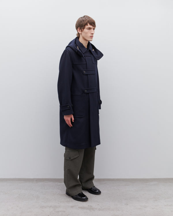 Dries Van Noten - Men’s Hooded Wool Coat - (Navy)