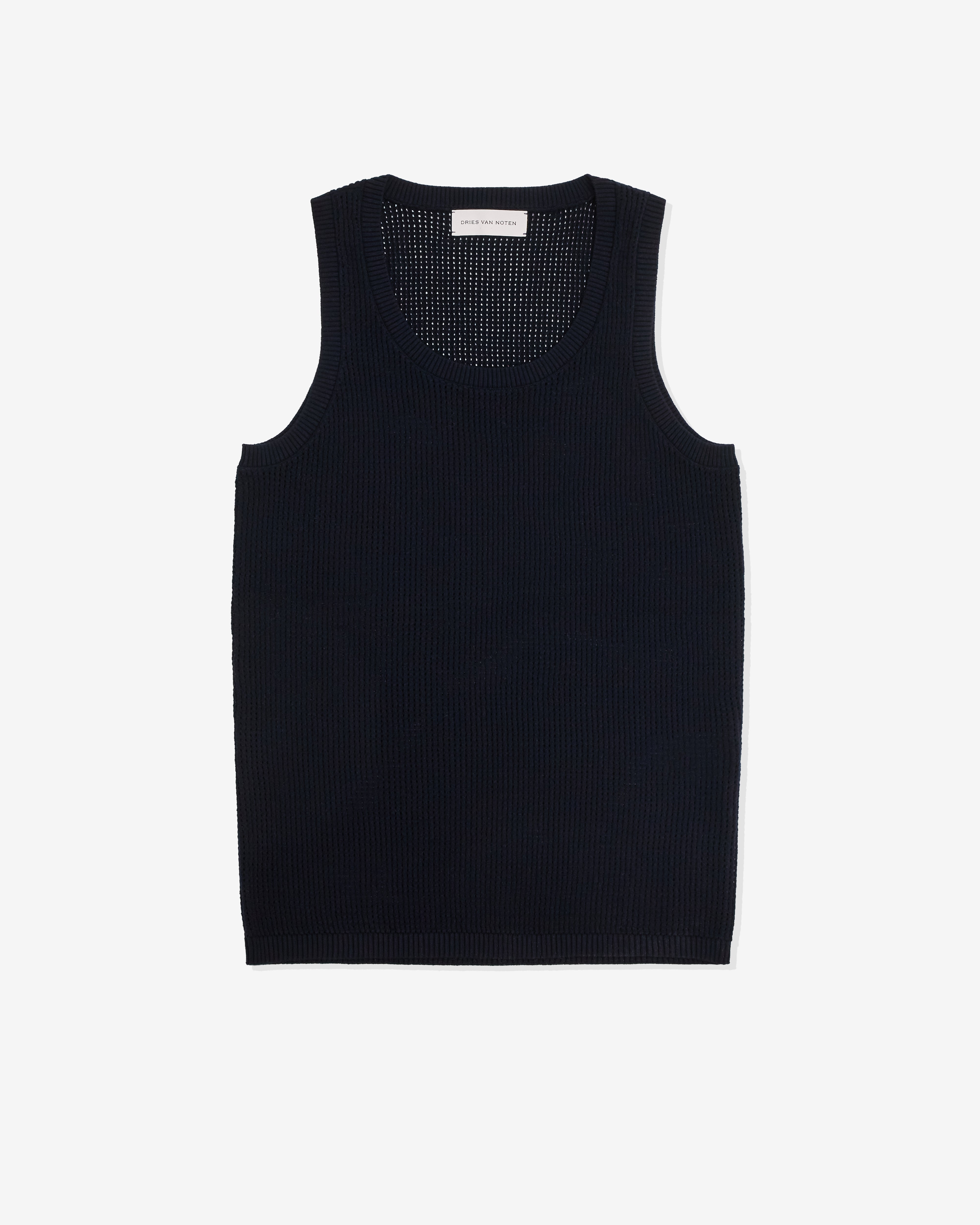 Dries Van Noten: Men's Loose Mesh Vest (Navy) | DSML E-SHOP