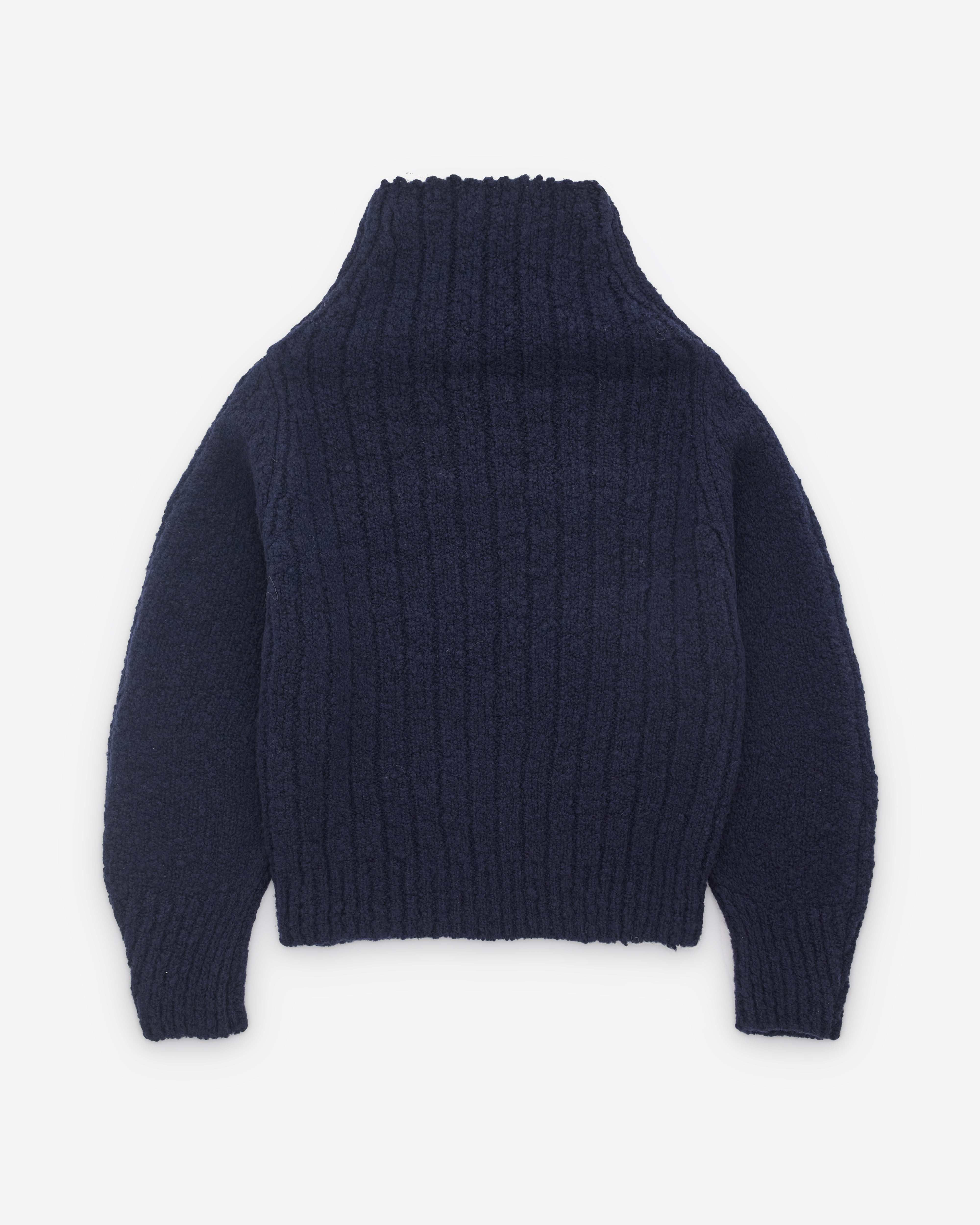 Dries Van Noten: Men's Oversized Wool Sweater (Navy) | Dover