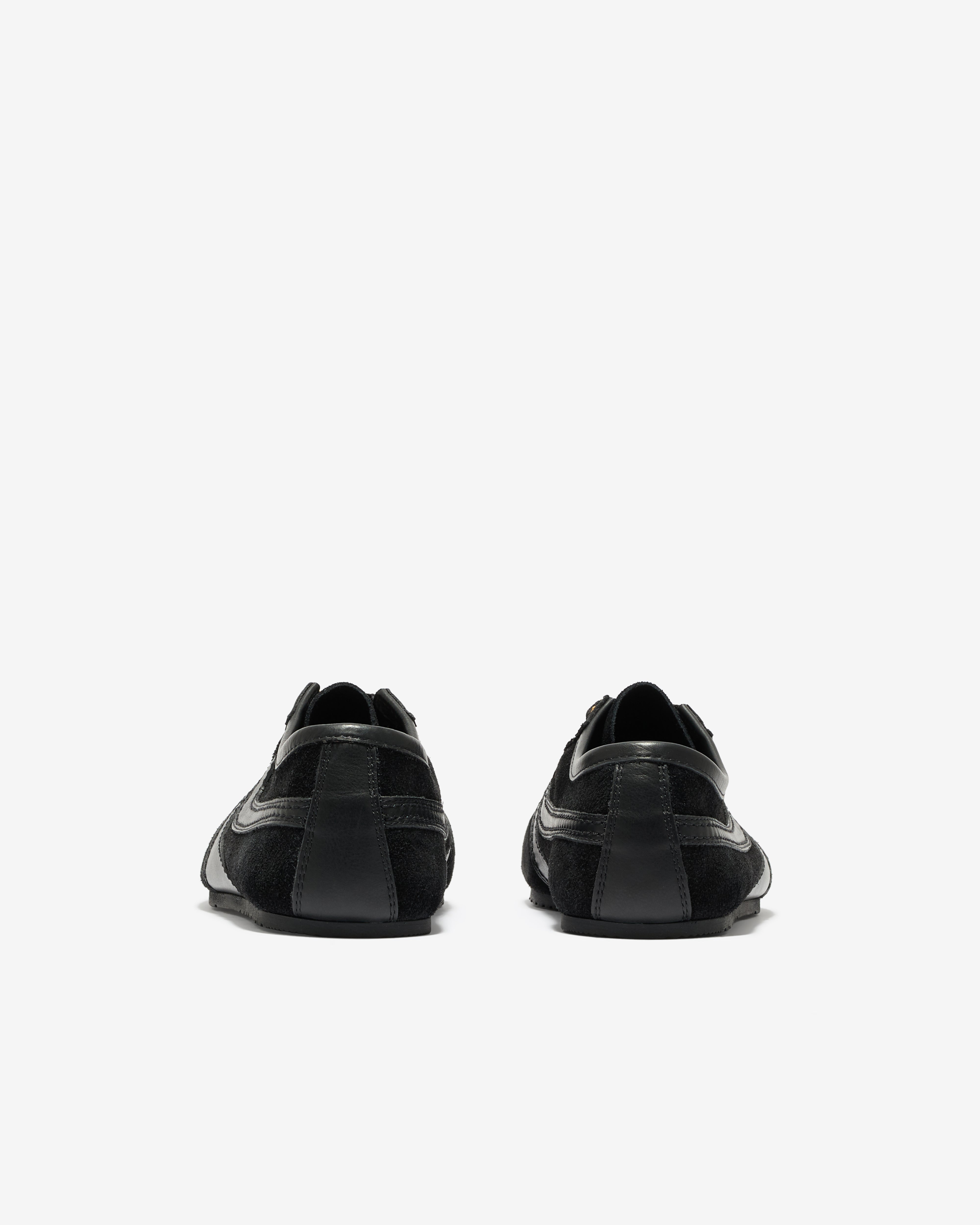Dries Van Noten: Men's Stripe Suede Low-Top Trainers (Black