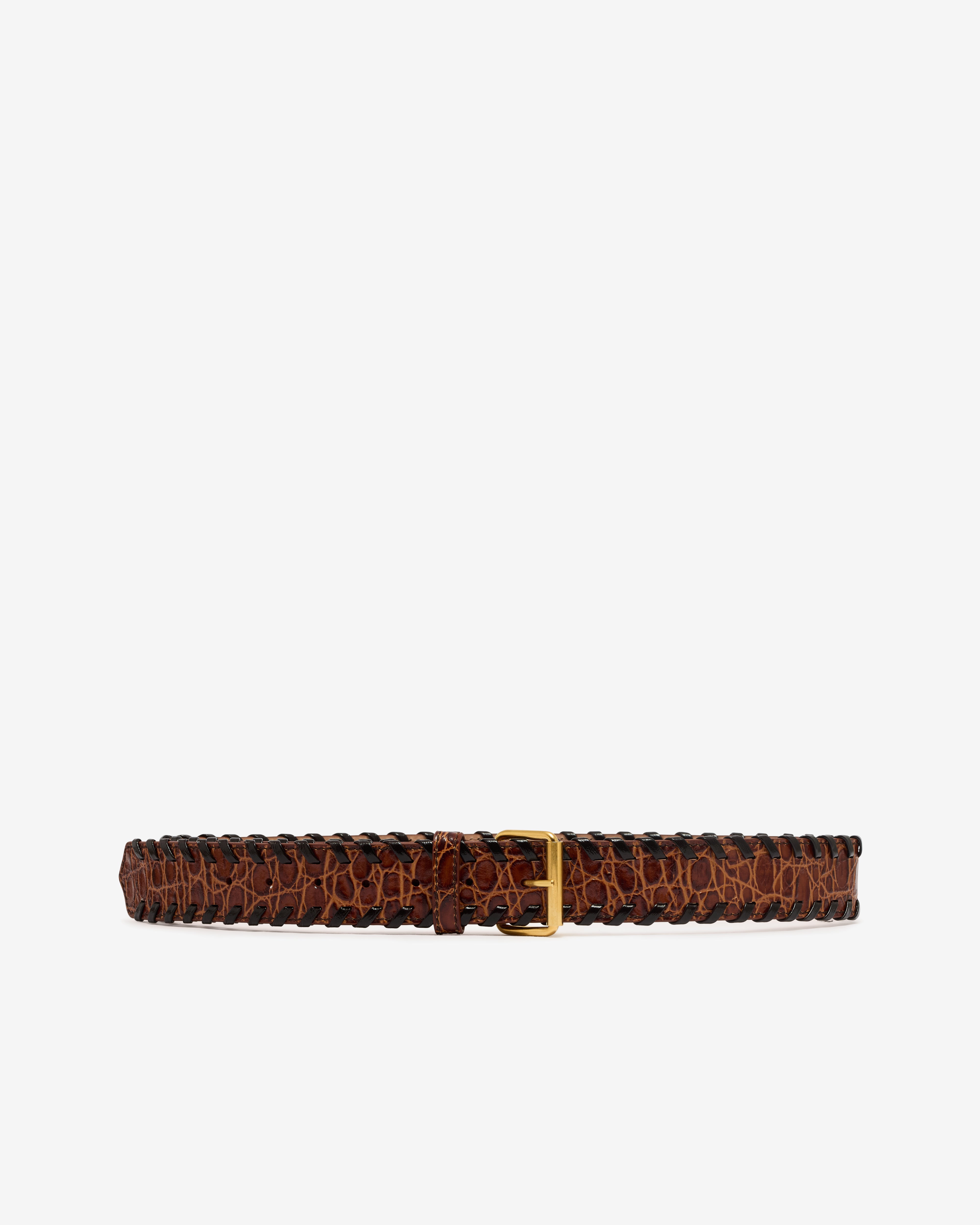 Dries Van Noten: Women's Embellished Leather Belt (Tan) | DSML E-SHOP