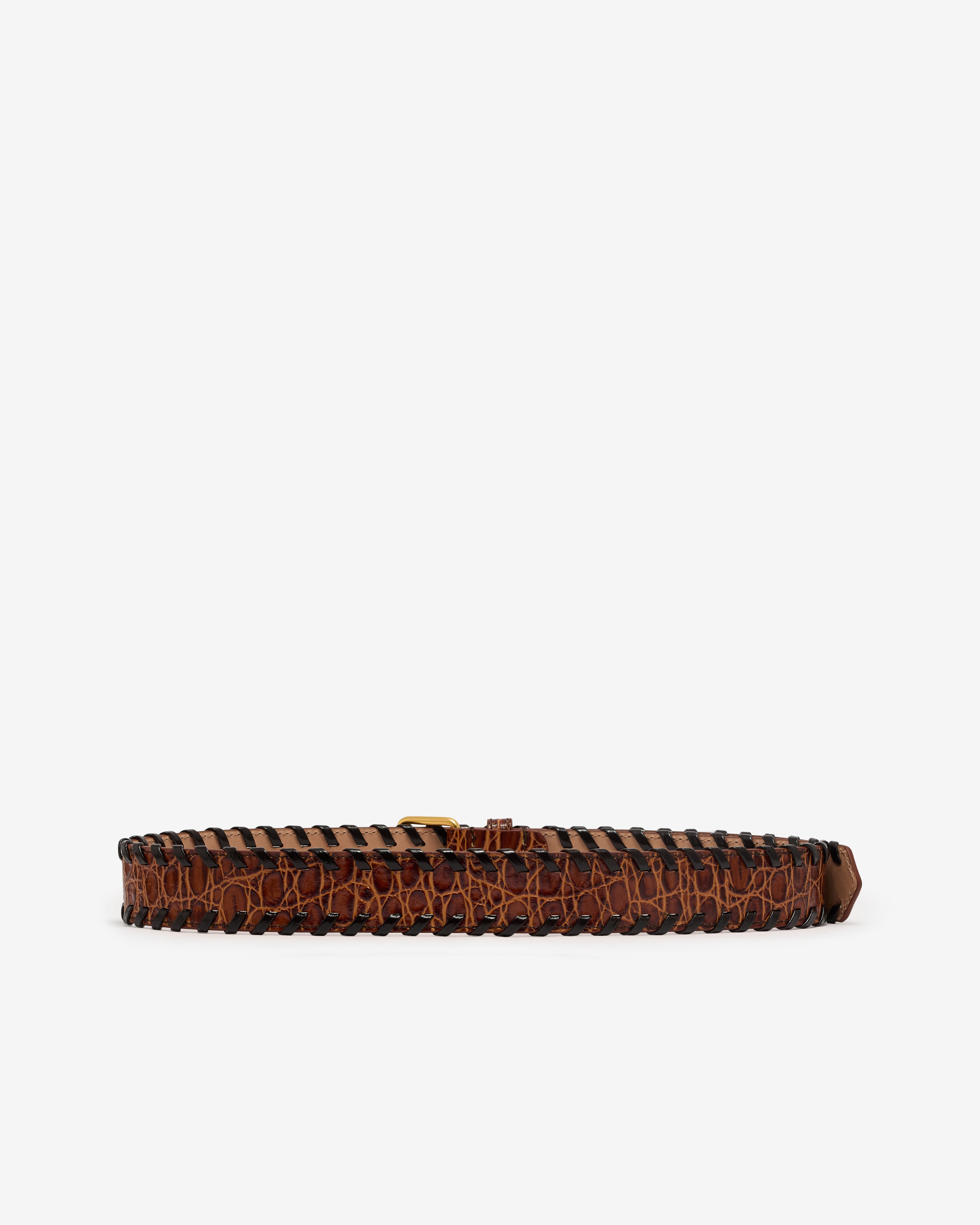 Dries Van Noten: Women's Embellished Leather Belt (Tan) | DSML E-SHOP