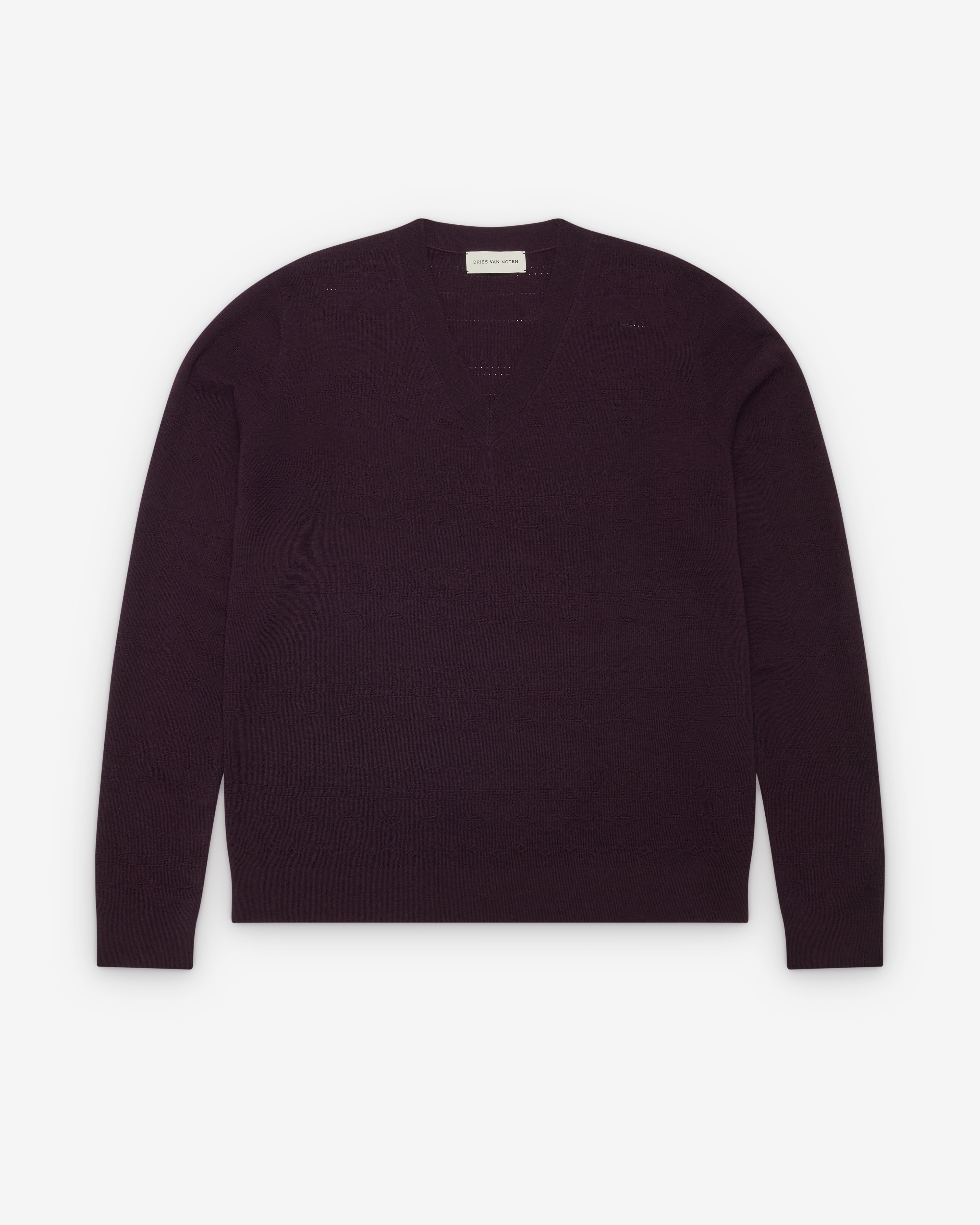 Dries Van Noten: Men's V-Neck Sweater (Dark Purple) | Dover Street