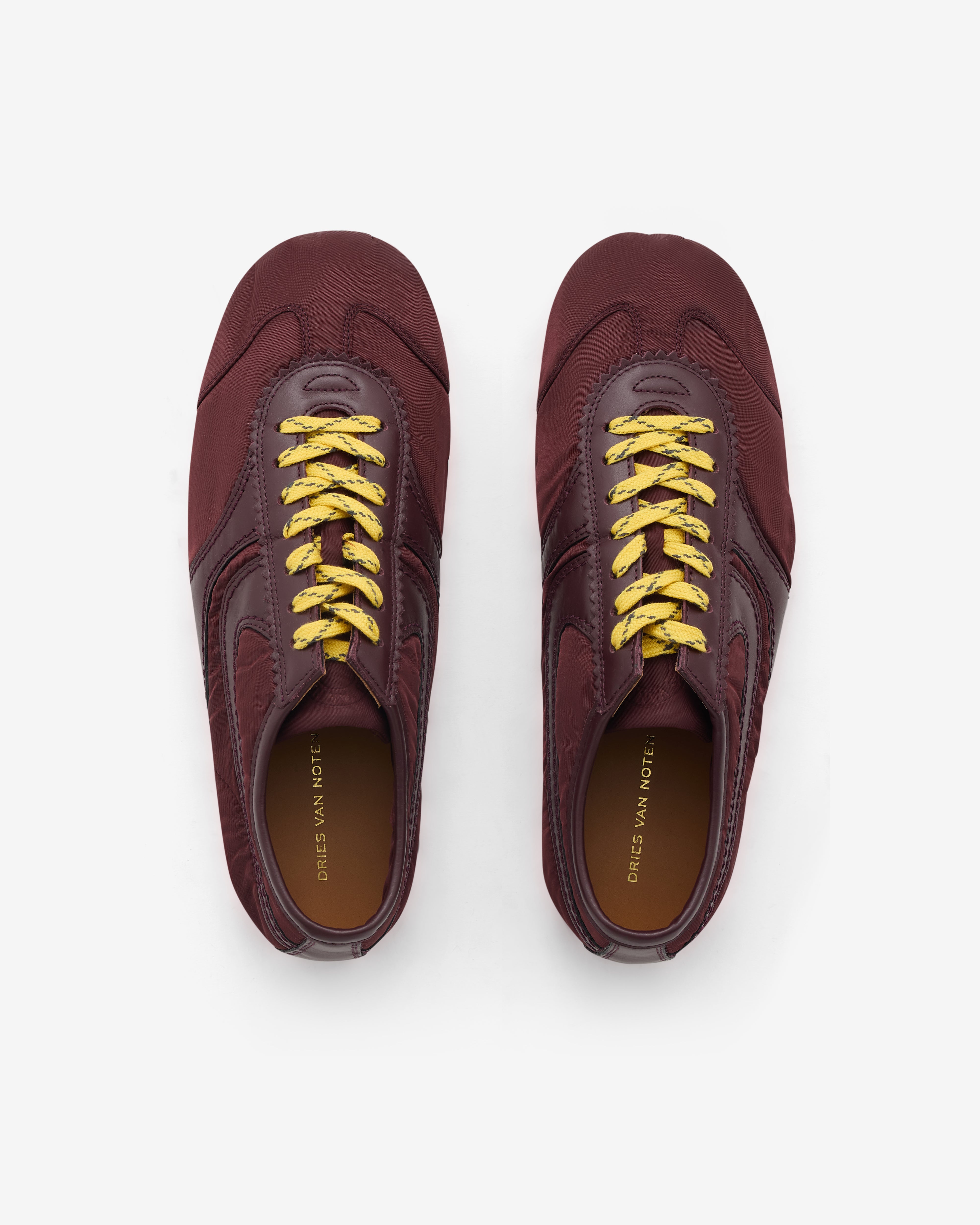 Dries Van Noten: Men's Nylon Sneakers (Bordeaux) | Dover Street
