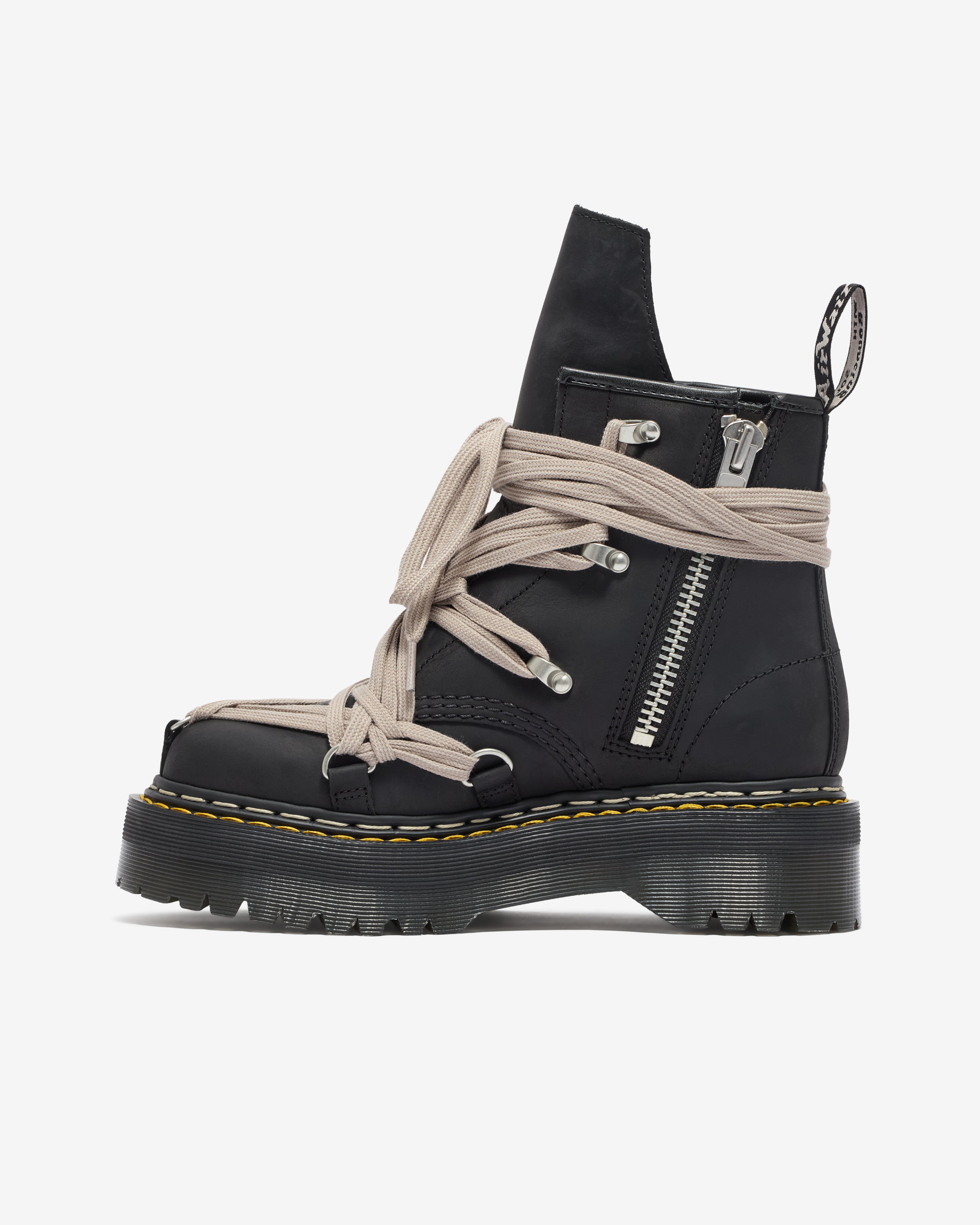 Rick Owens: 1460 Quad Sole Megalace® Boot (Black) | Dover Street