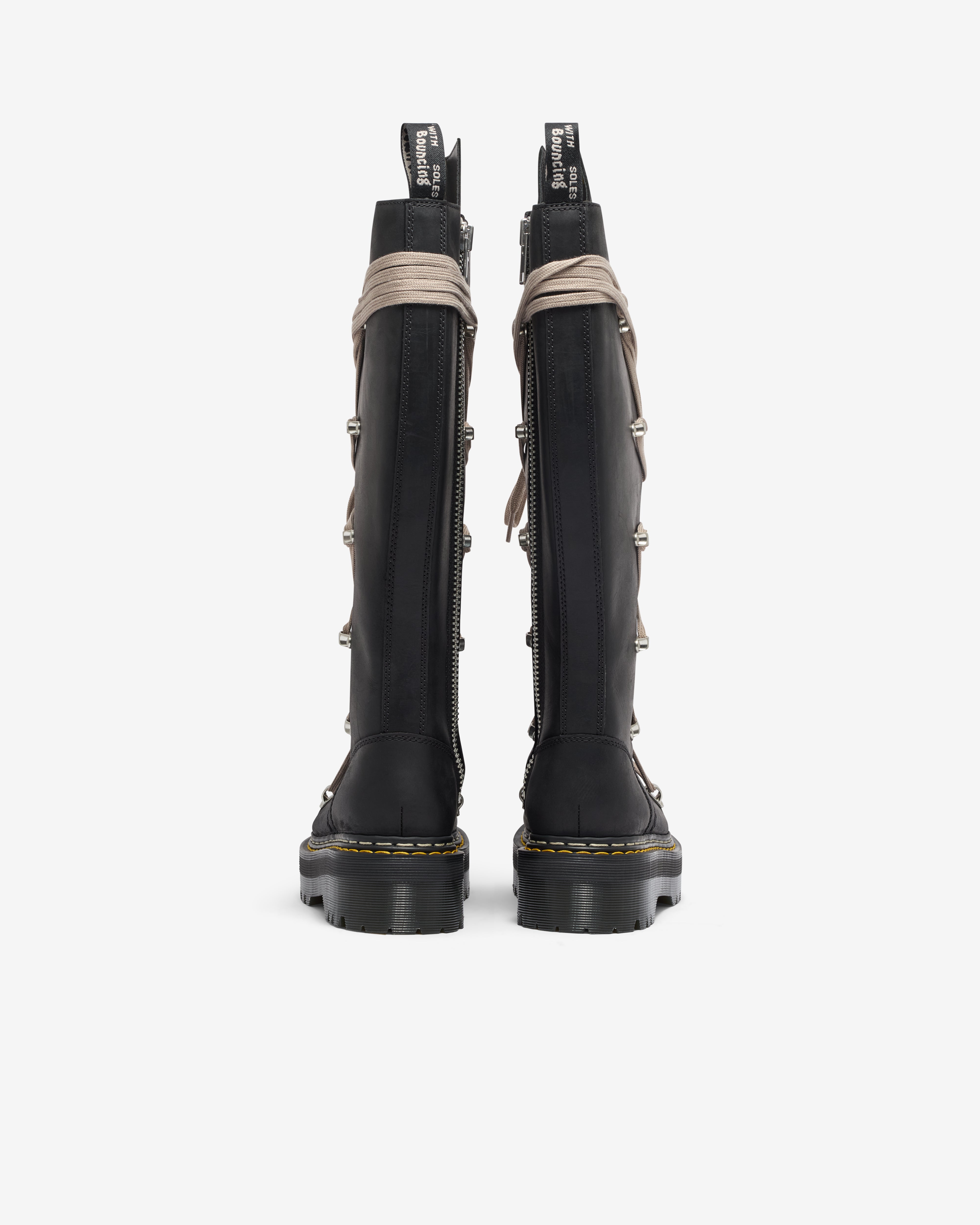 Rick Owens: 1B60 Quad Sole Pentalace Boot (Black) | DSML E-SHOP