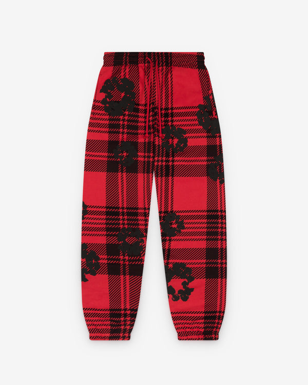 Denim Tears - Men's Plaid Cotton Wreath Sweatpant - (Red)