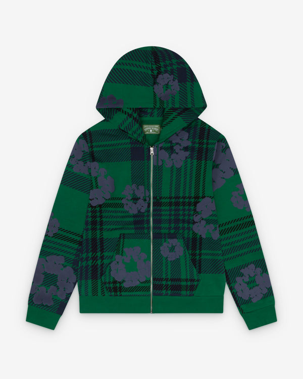 Denim Tears - Men's Plaid Cotton Wreath Zip Hoodie - (Green)