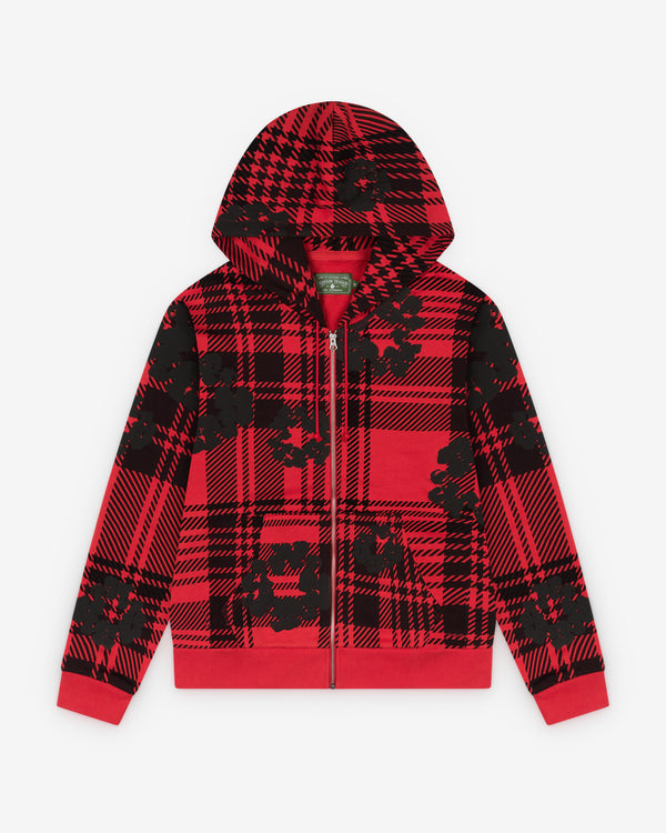 Denim Tears - Men's Plaid Cotton Wreath Zip Hoodie - (Red)