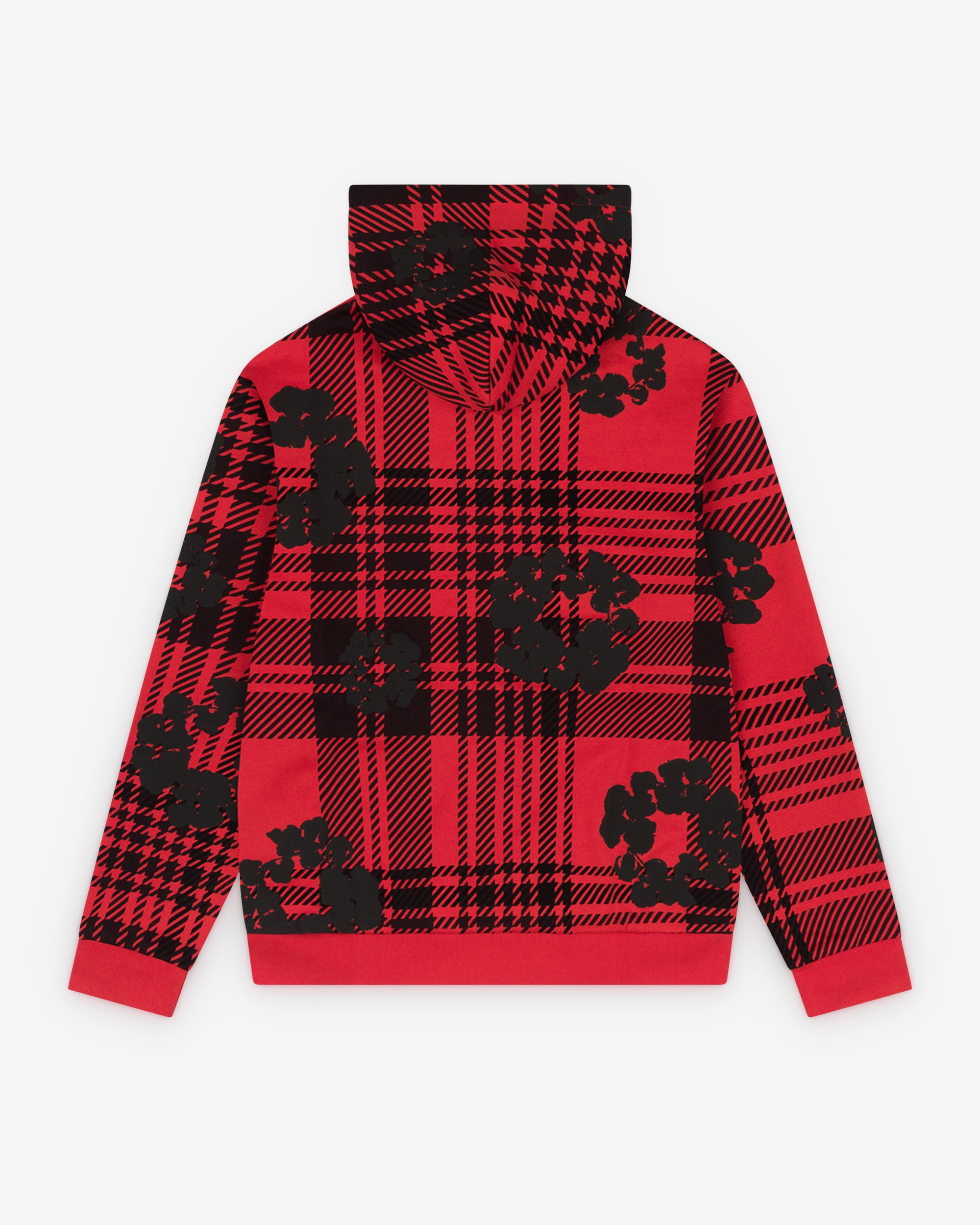 Denim Tears: Men's Plaid Cotton Wreath Zip Hoodie (Red) DSML E-SHOP