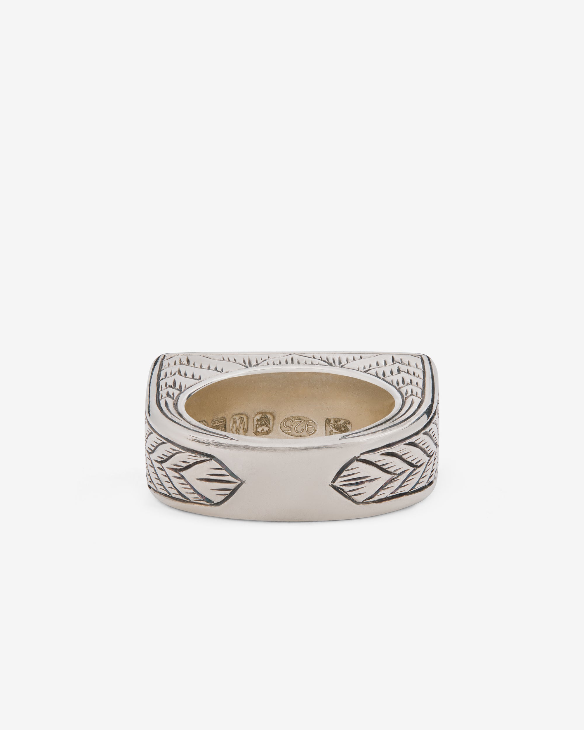 Duffy - Rectangular Gold Top Engraved Ring view 2