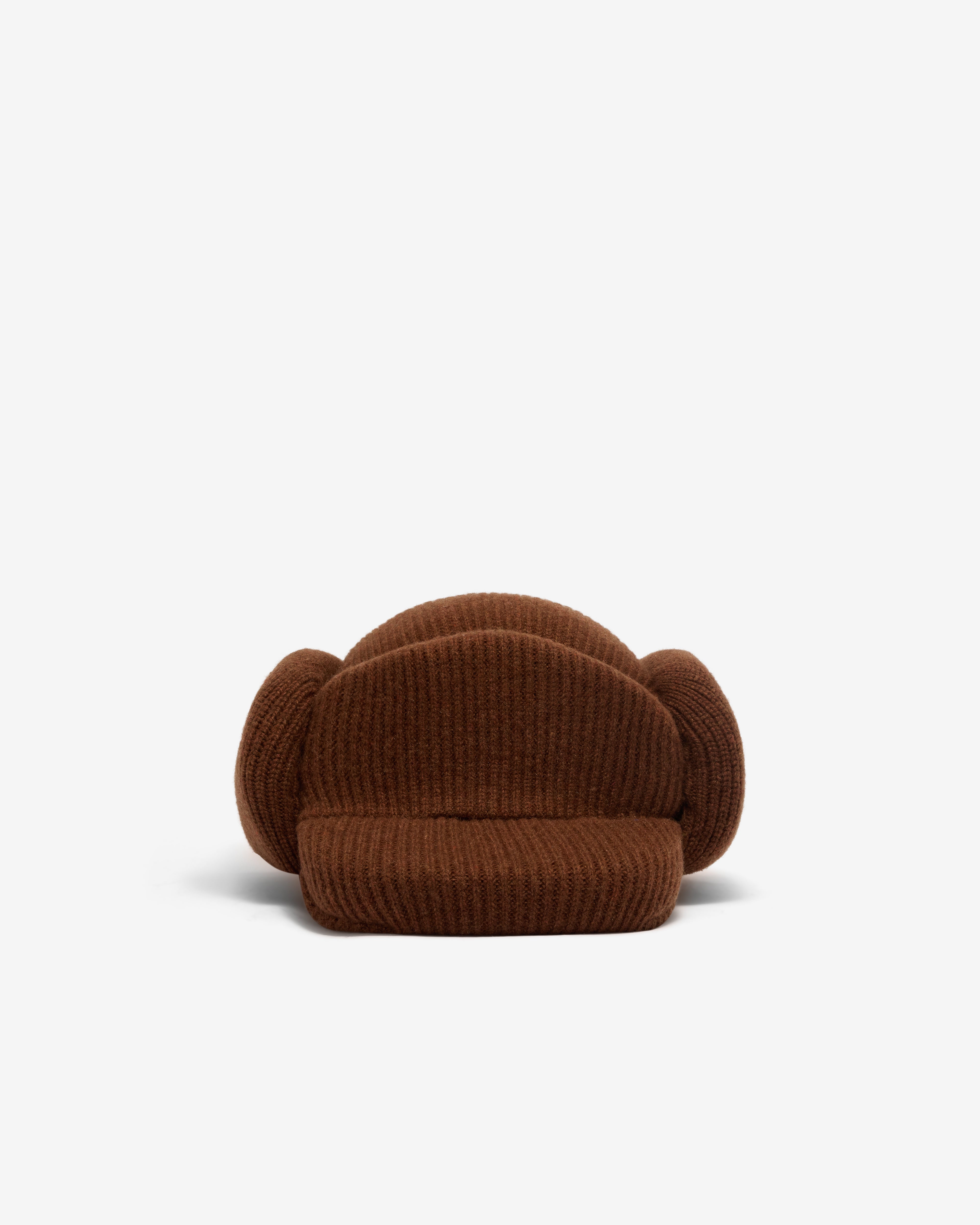 Duran Lantink: Women's Padded Knitted Wool Cap (Brown) | Dover