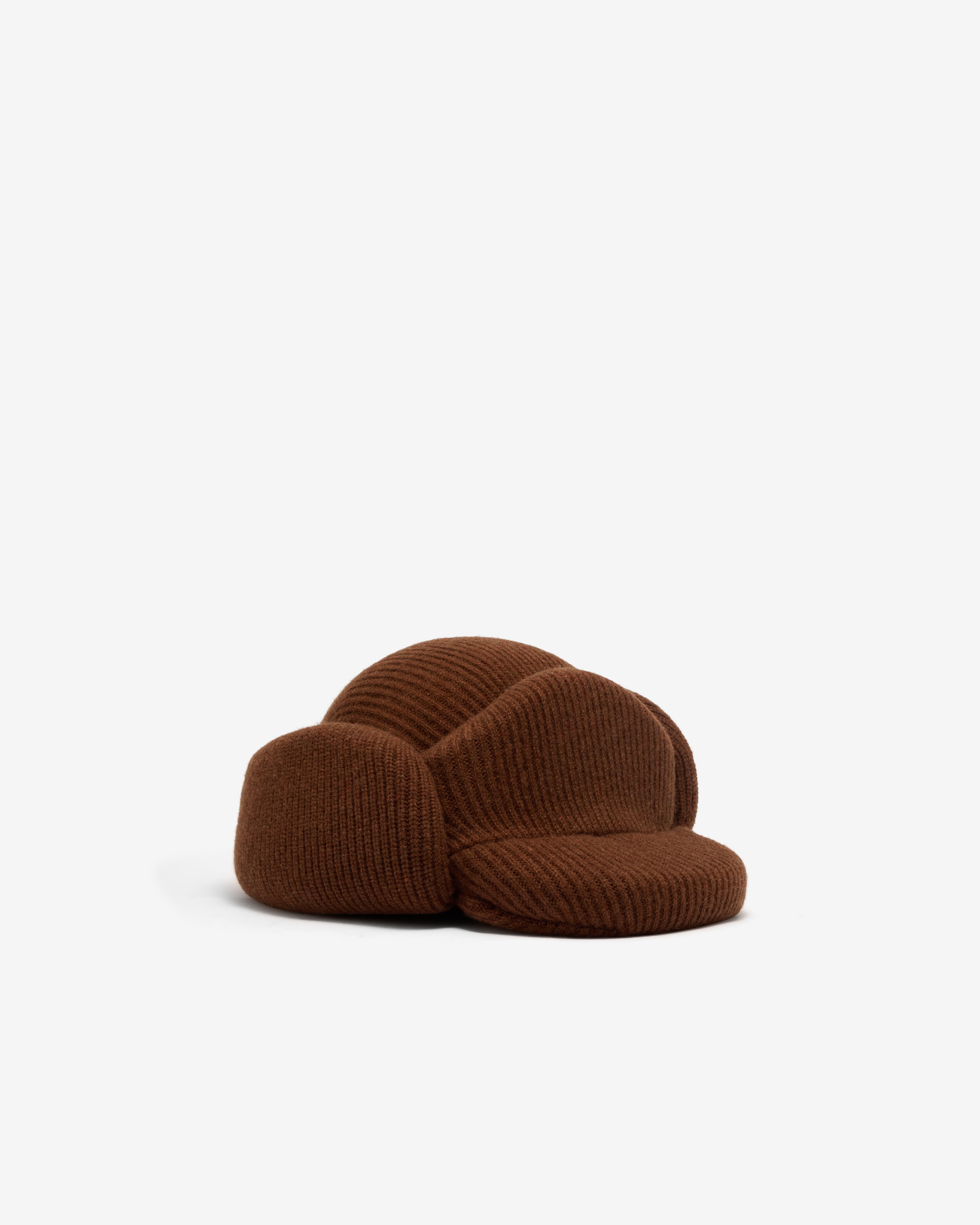 Duran Lantink: Women's Padded Knitted Wool Cap (Brown) | Dover