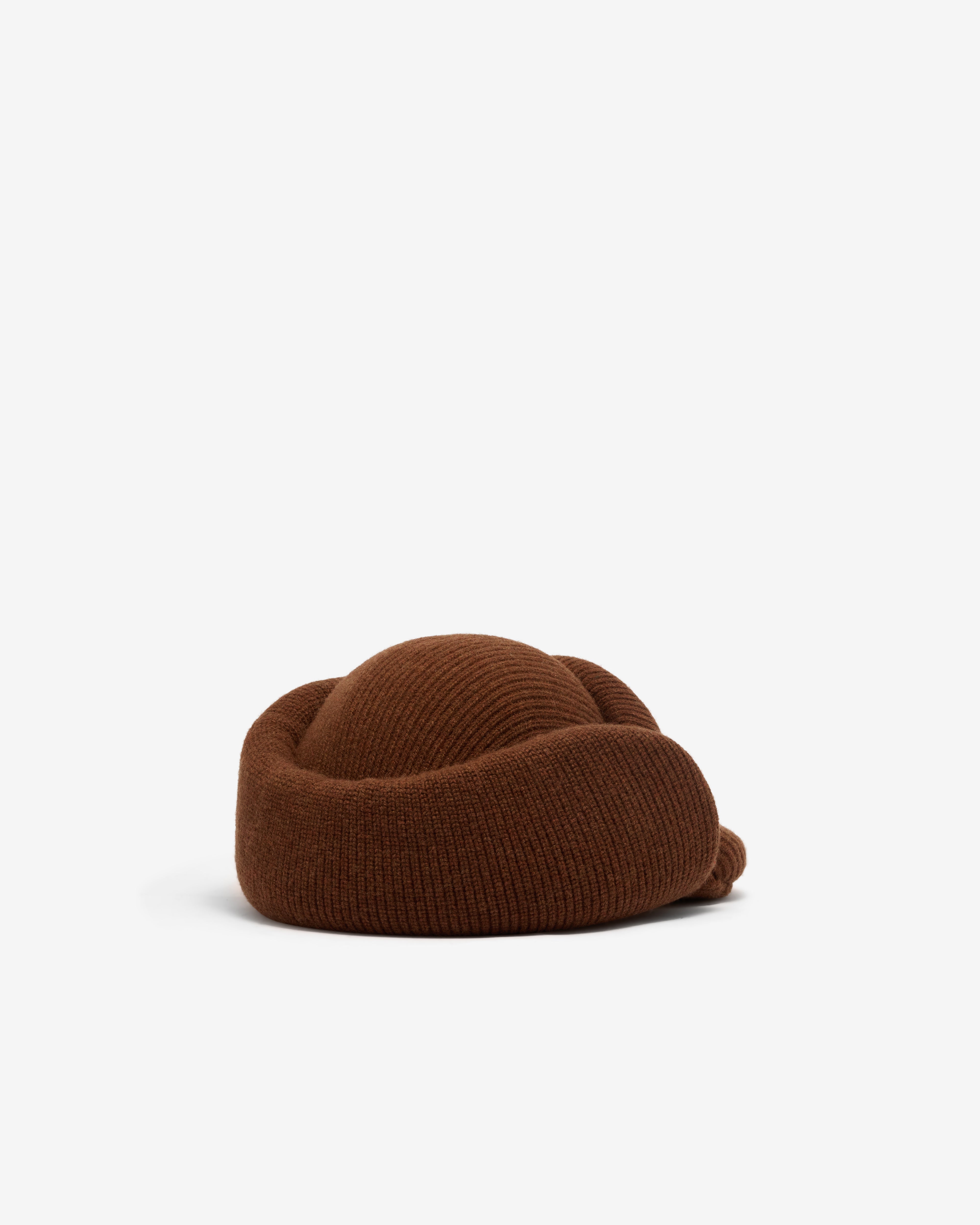 Duran Lantink: Women's Padded Knitted Wool Cap (Brown) | Dover
