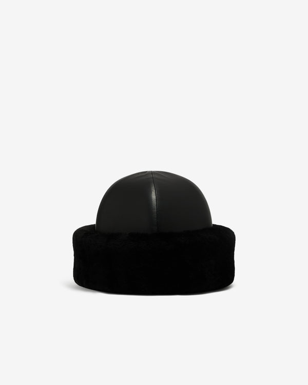 Duran Lantink - Women’s Padded Leather And Fur Beanie - (Black)