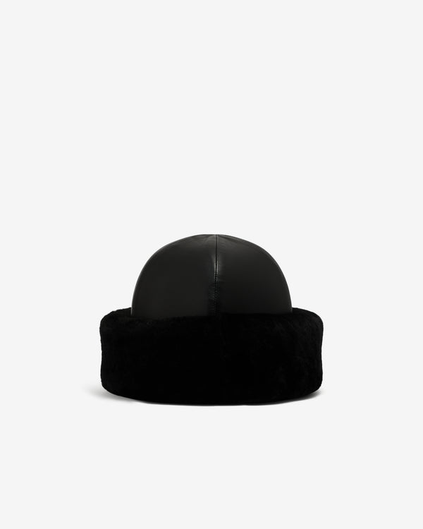 Duran Lantink - Women’s Padded Leather And Fur Beanie - (Black)