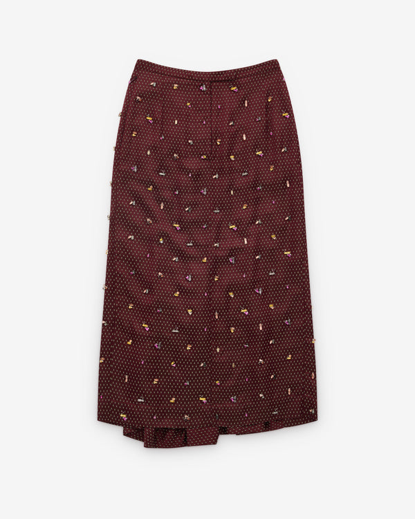 Dries Van Noten - Women’s Sandora Embroidered Skirt - (Burgundy)