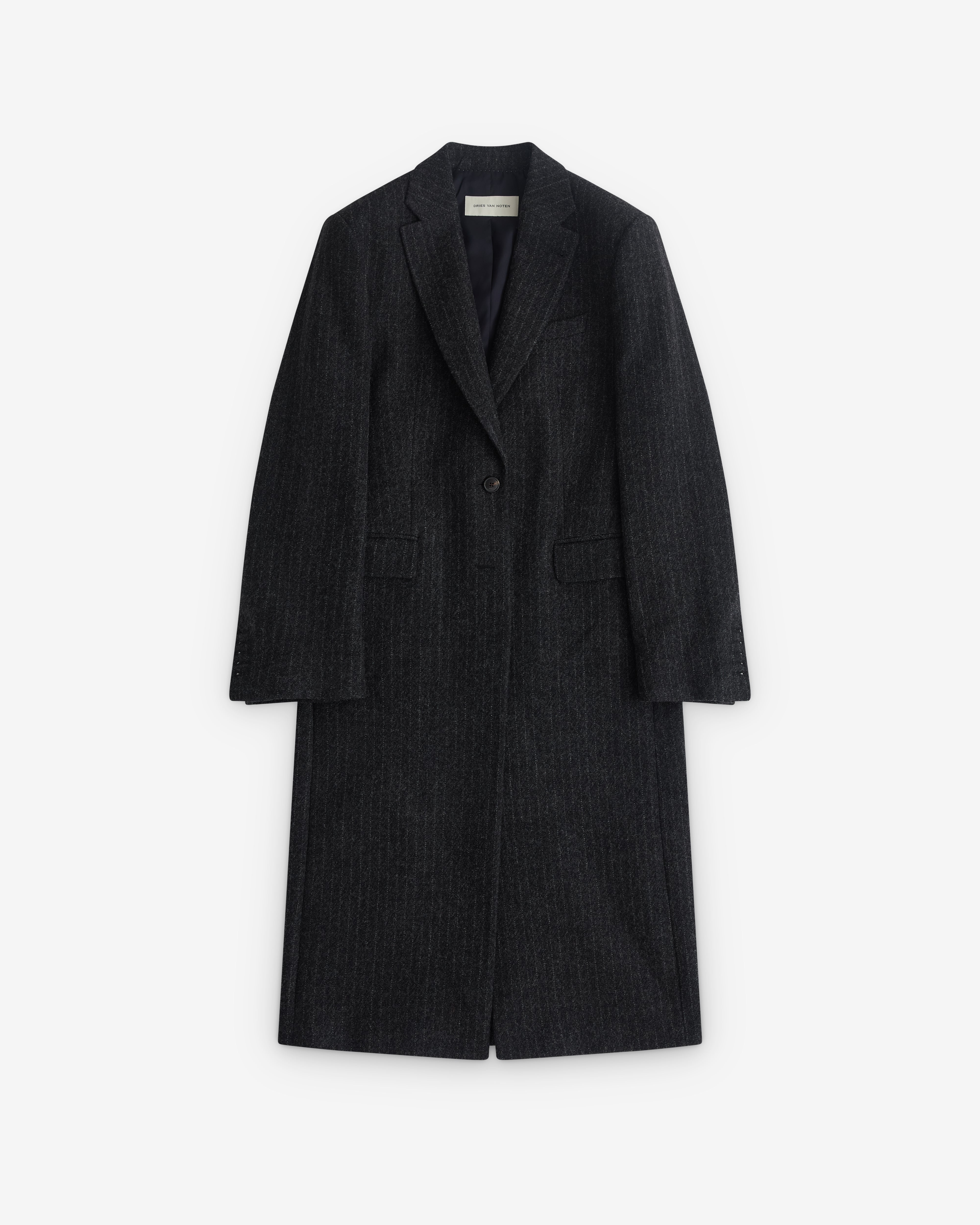 Dries Van Noten: Women's Pinstripe Coat (Dark Grey) | DSML E-SHOP