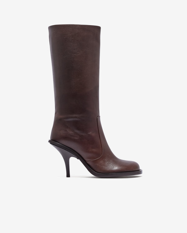 Dries Van Noten - Women’s Round Toe Leather Boots - (Dark Brown)