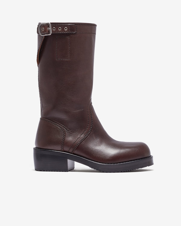 Dries Van Noten - Women’s Leather Biker Boots - (Dark Brown)