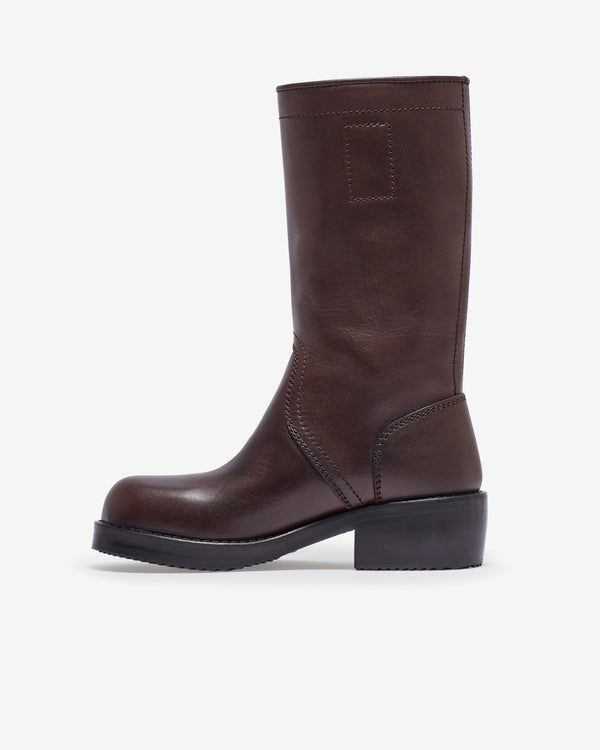 Dries Van Noten - Women’s Leather Biker Boots - (Dark Brown)