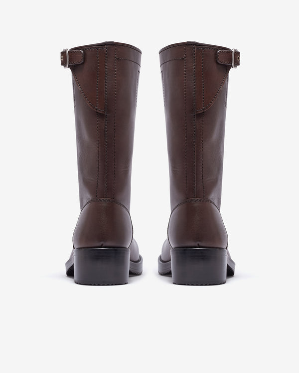 Dries Van Noten - Women’s Leather Biker Boots - (Dark Brown)