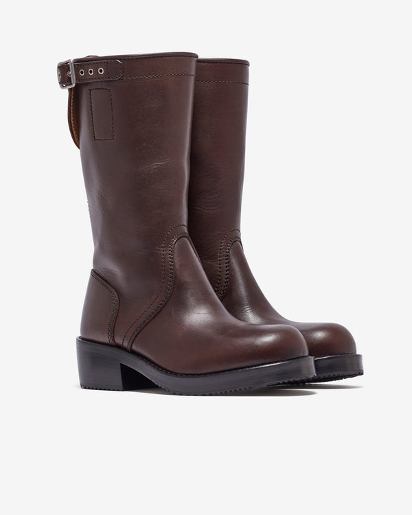 Dries Van Noten - Women’s Leather Biker Boots - (Dark Brown)