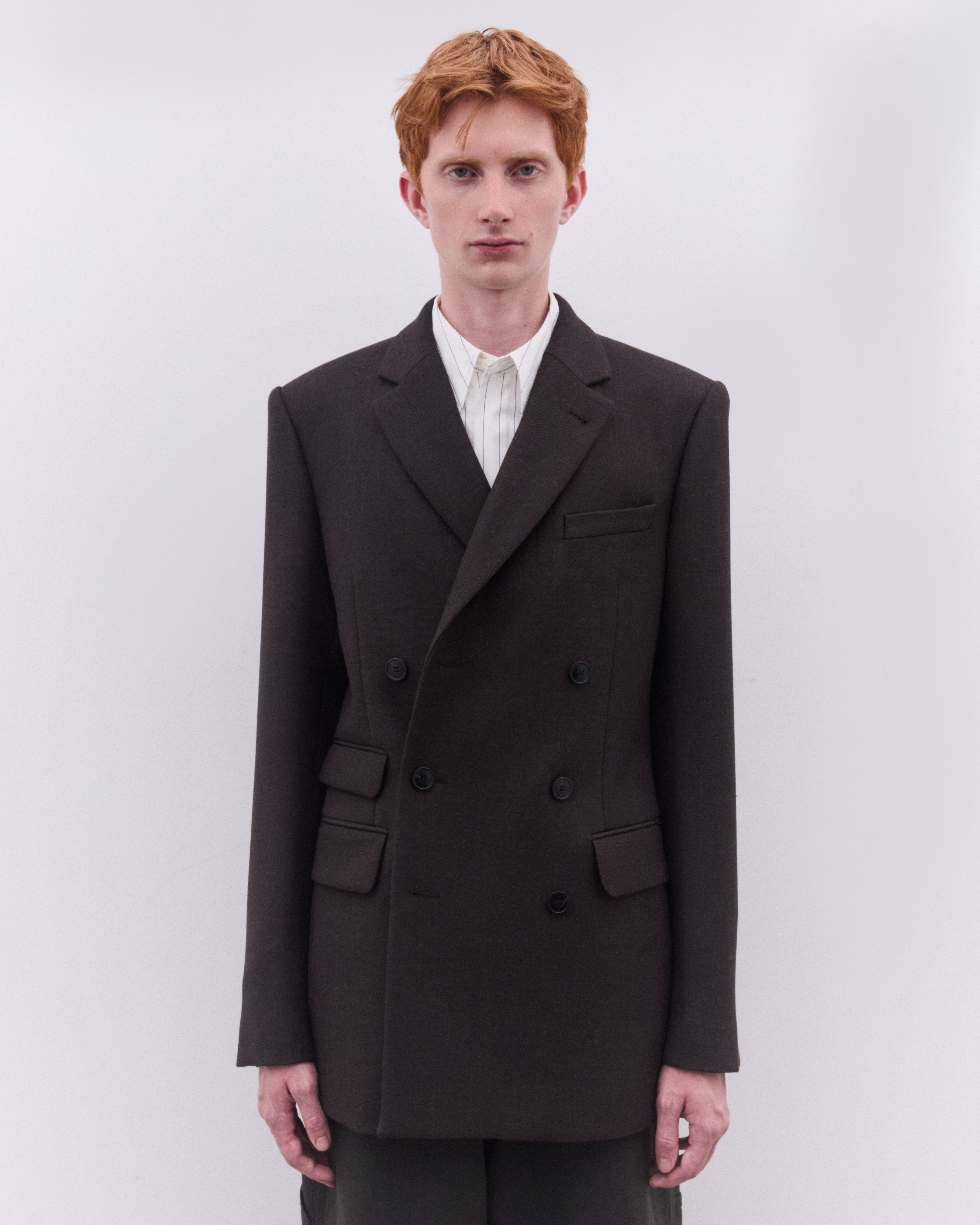 Dries Van Noten: Men's Double Breasted Blazer (Dark Brown) | Dover