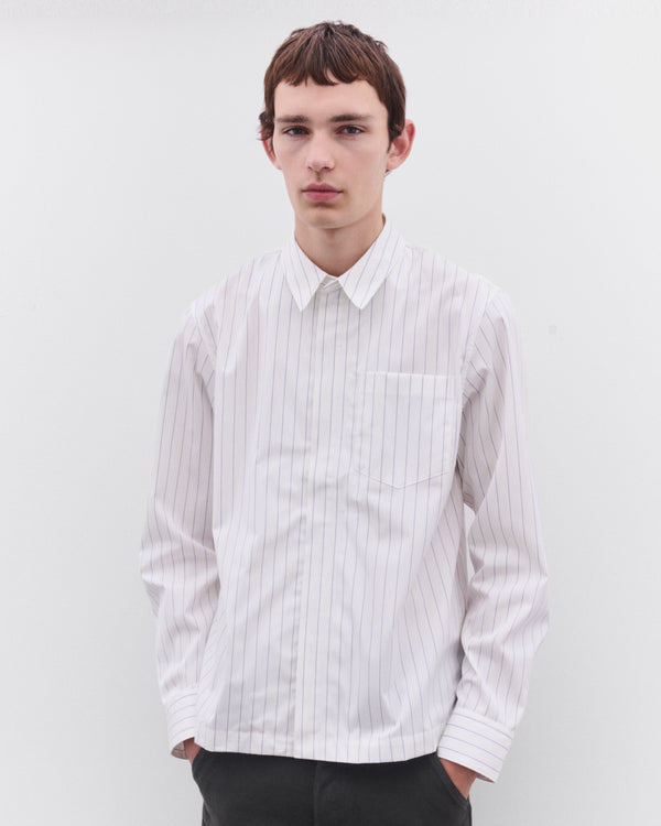Dries Van Noten - Men’s Striped Shirt - (White/Navy)