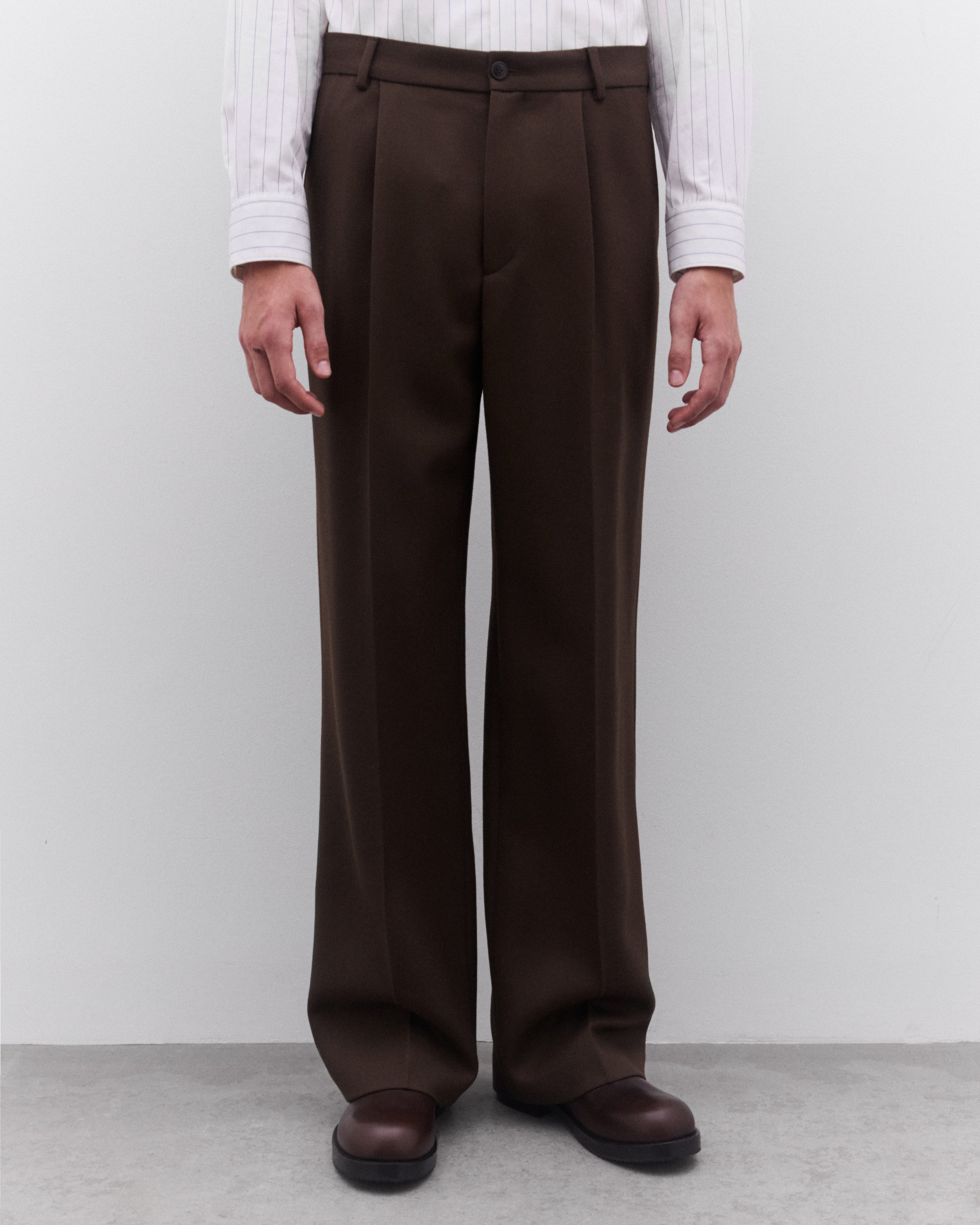 Dries Van Noten: Men's Pleated Trouser (Mud) | DSML E-SHOP